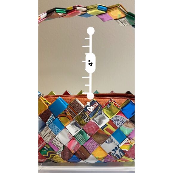 Multi-colored recycled Mexican candy wrapper mini shoulder bag - Picture 6 of 8